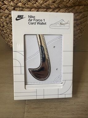 Nike Air Force 1 Card Wallet White with Metallic Silver Swoosh